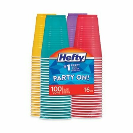 REYNOLDS Hefty, Easy Grip Disposable Plastic Party Cups, 16 Oz, Assorted, 100PK C21637